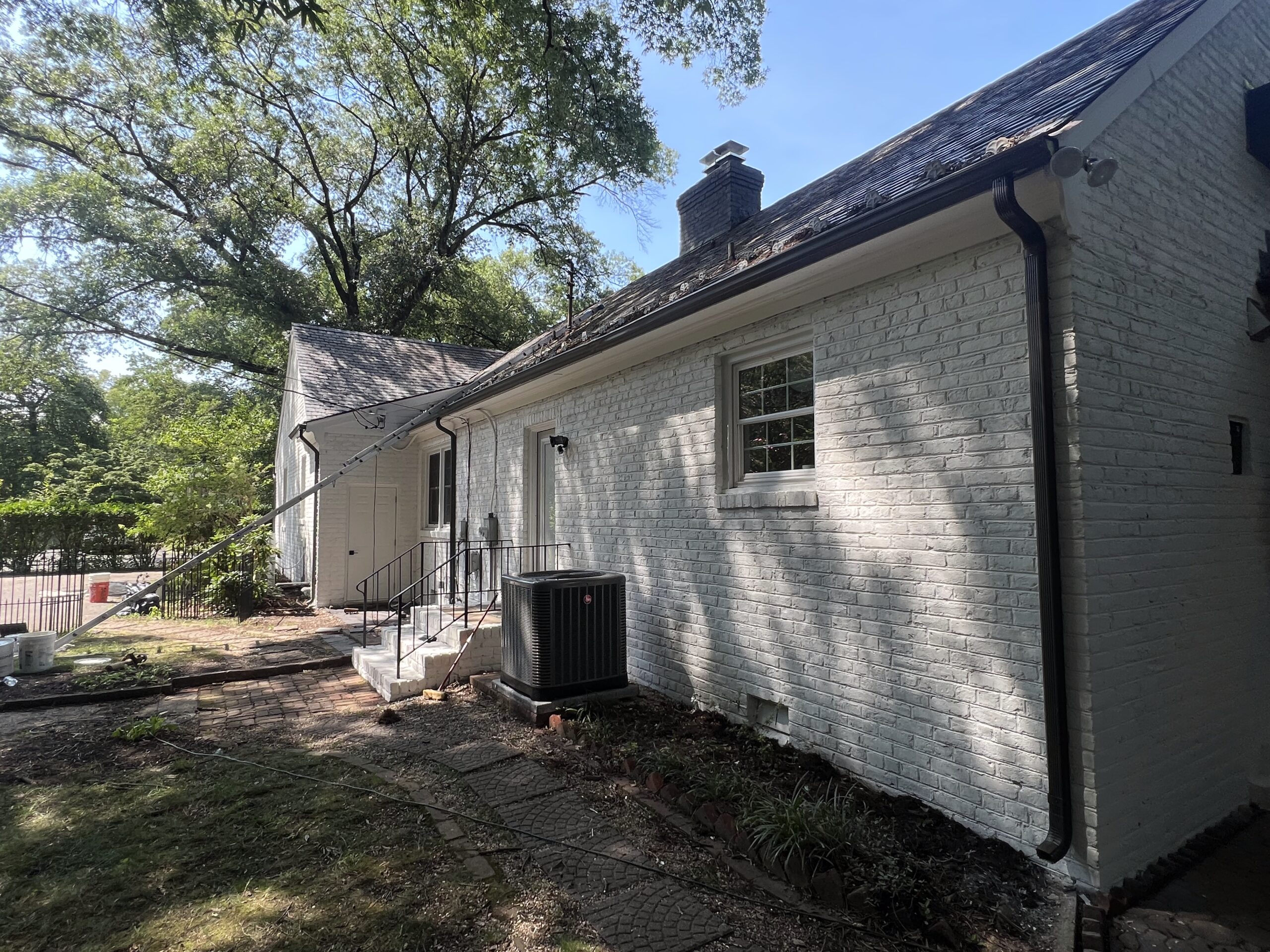 White painted brick house exterior